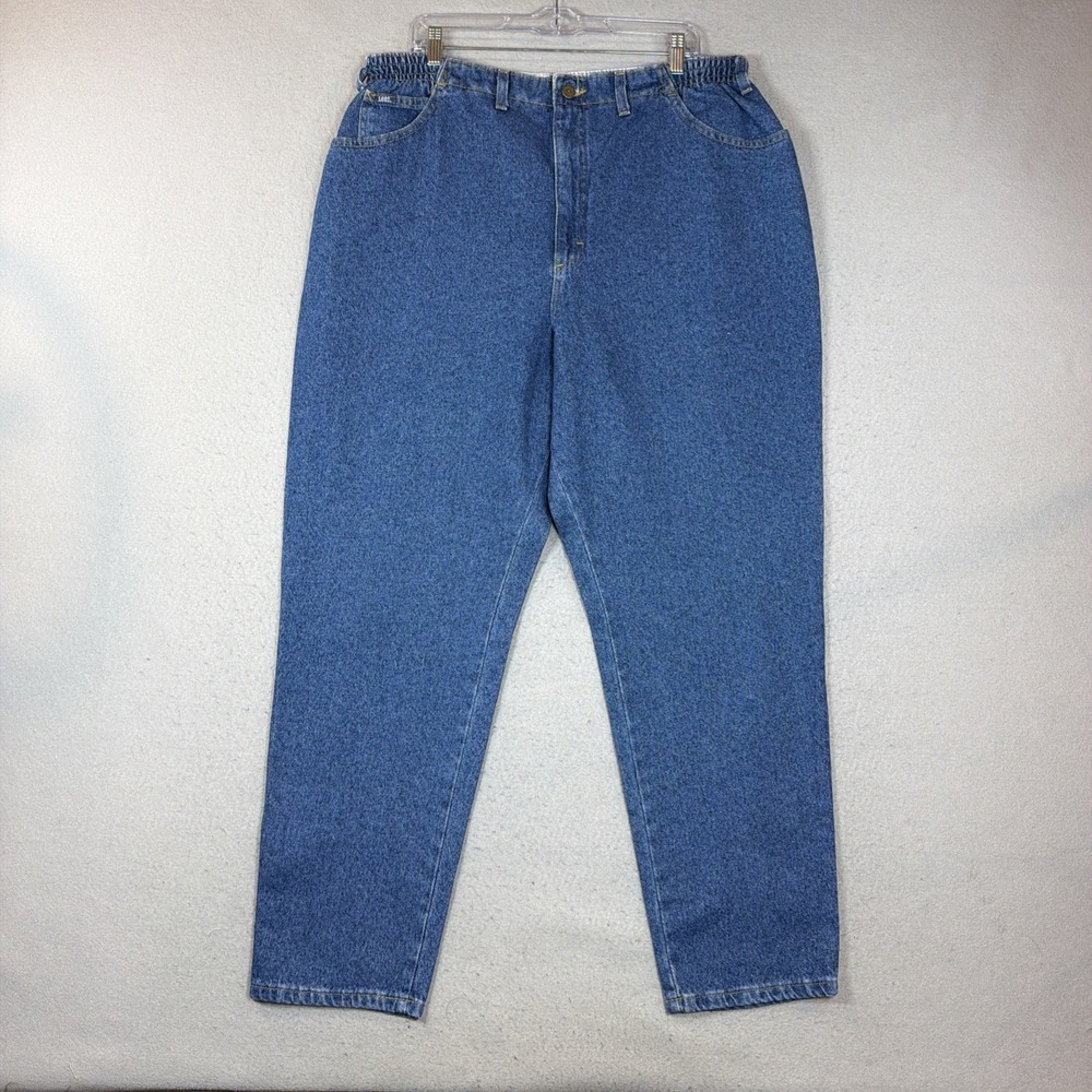 Lee Jeans Women 22W Blue Side Elastic Relaxed Fit Tapered Leg Stretch Denim NEW